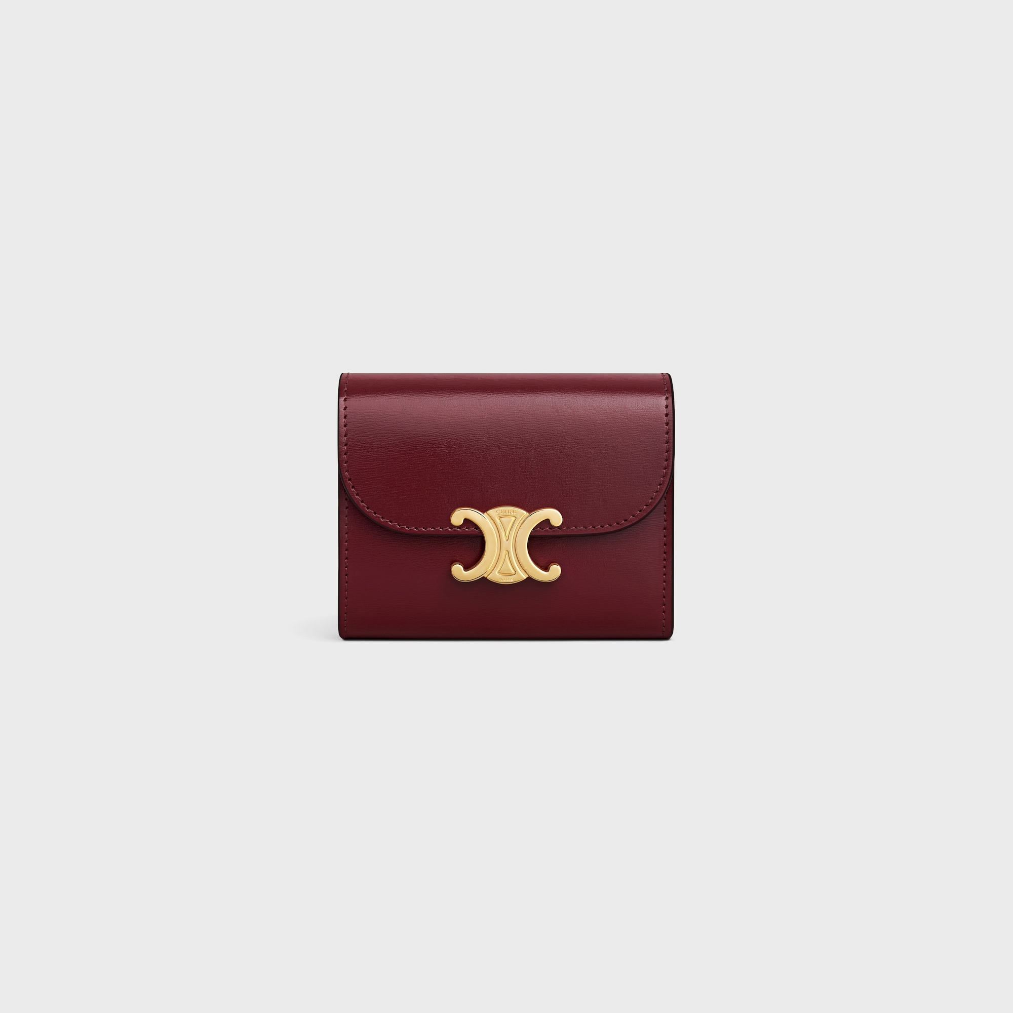 SMALL FLAP WALLER TRIOMPHE IN SHINY CALFSKIN LIGHT BURGUNDY - Image 1